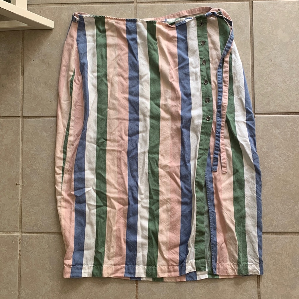 Marine Layer striped midi wrap skirt